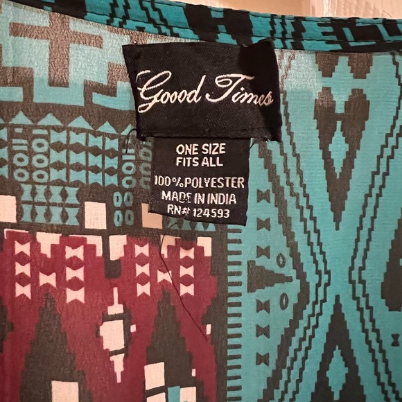 Good Times Short Sleeve V-Neck Beach Bikini Coverup - Picture 3 of 3